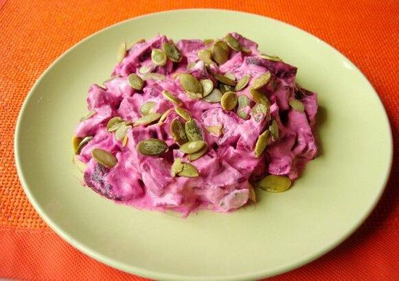 beet salad with pumpkin seeds and gets rid of prostatitis